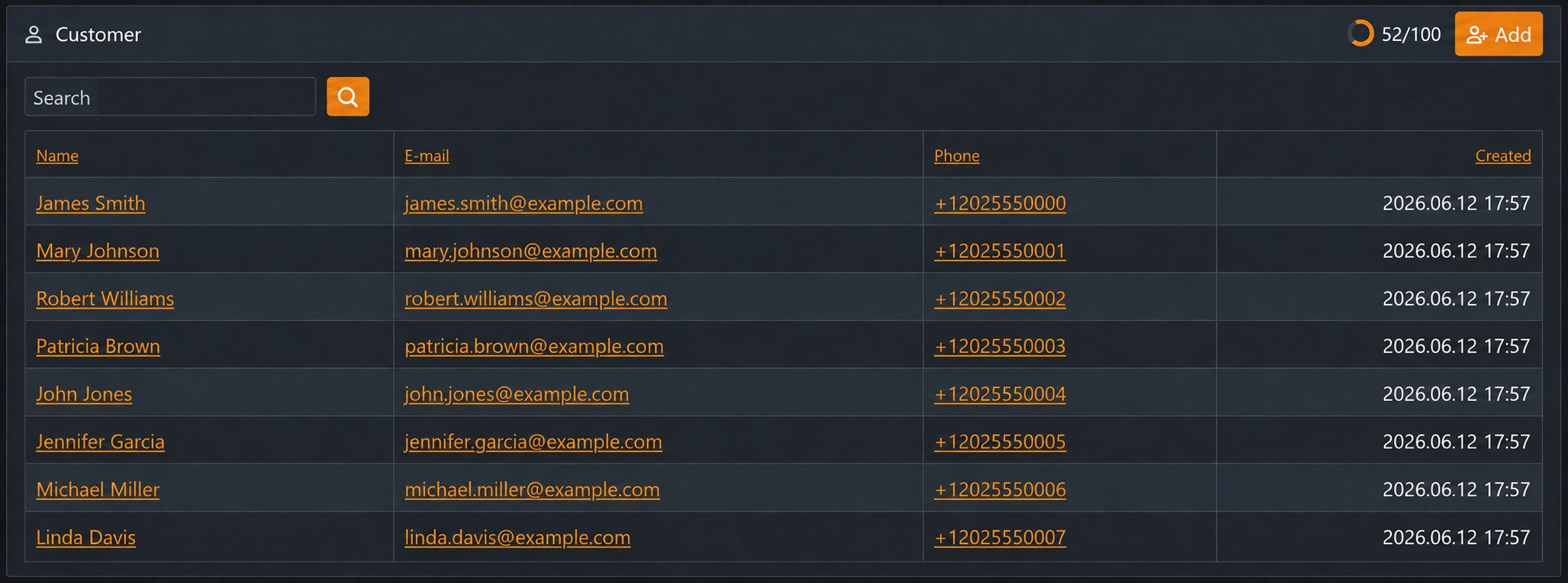 Searchable restaurant guest database in tablepass